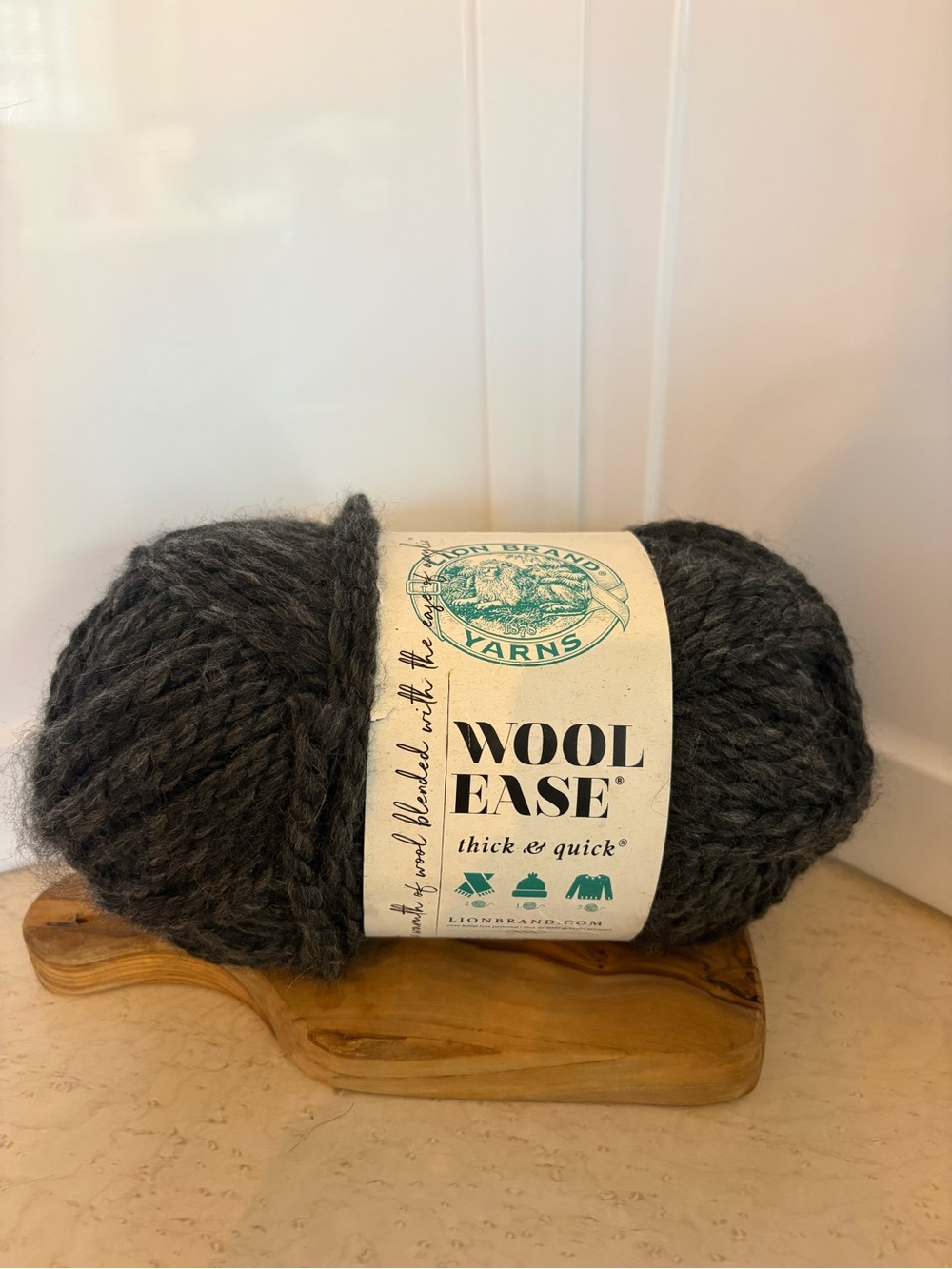 Lion Brand Wool-Ease Thick & Quick Yarn in the Charcoal (149) colorway